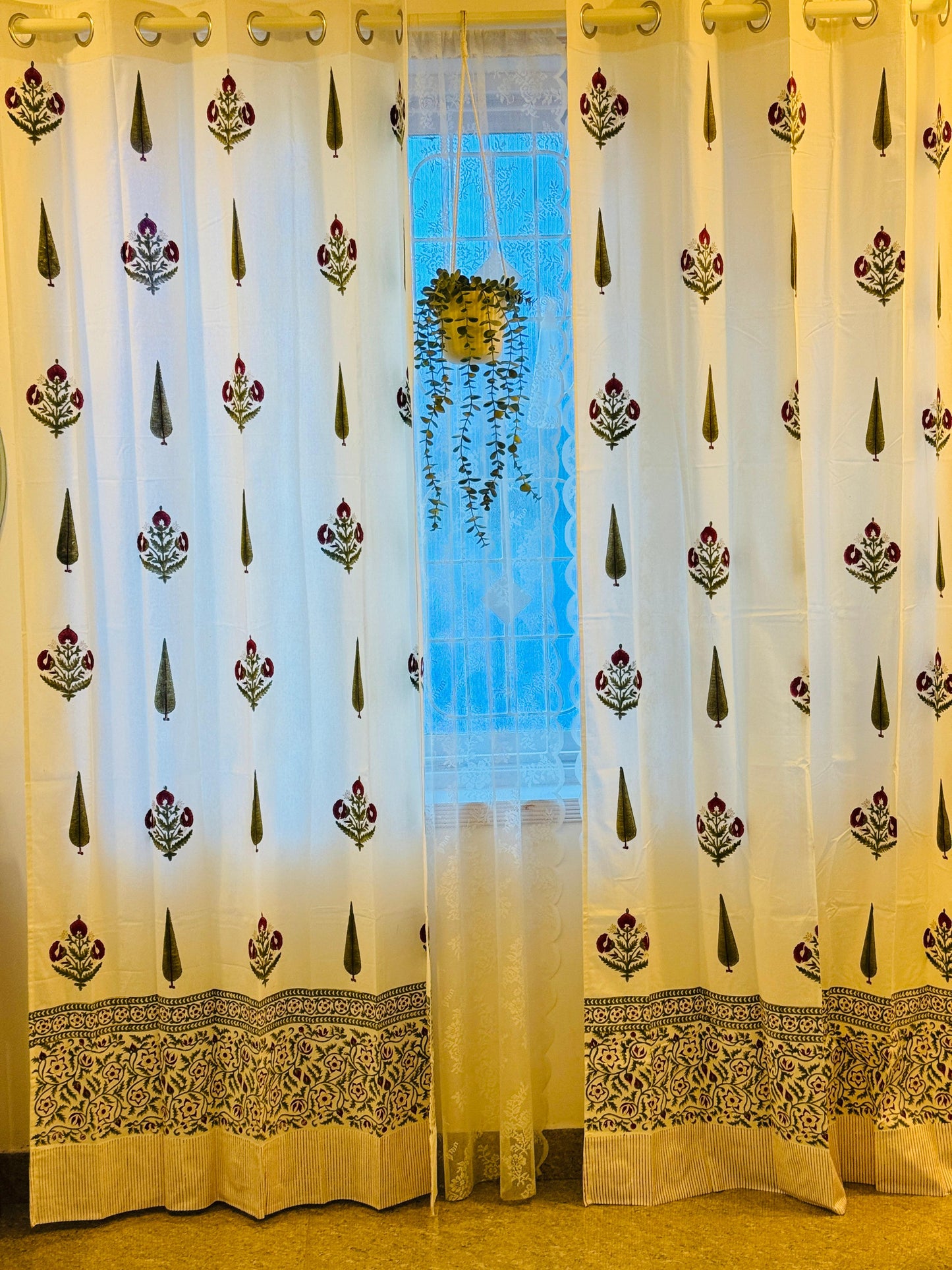 SCARLET - Hand block printed curtains (set of 2)