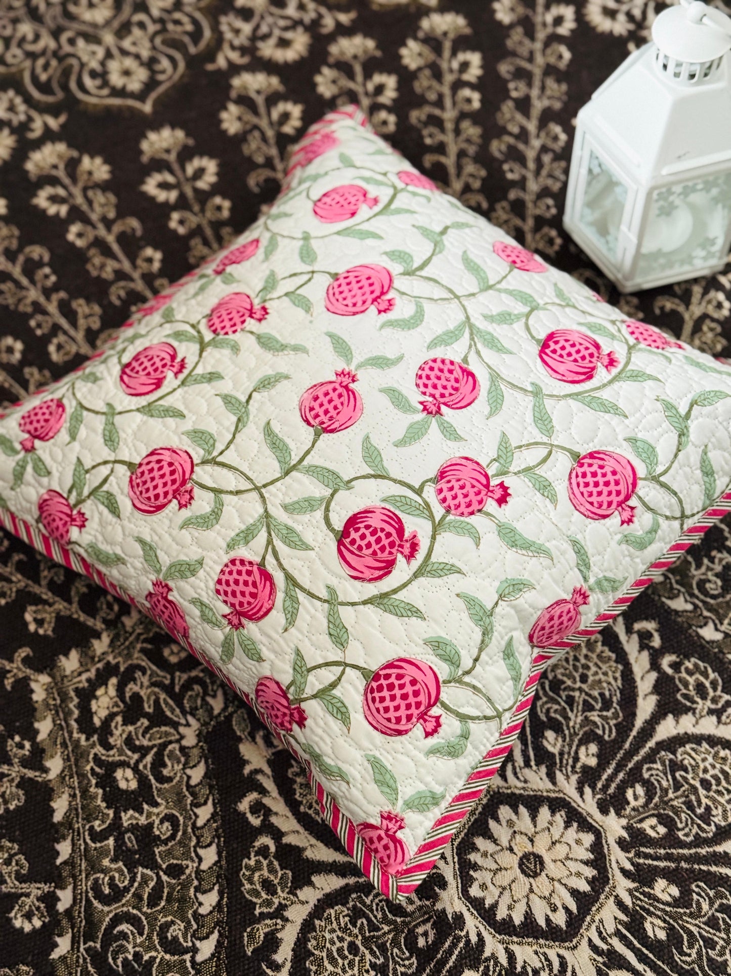 Hand blocked quilted cushion cover (set of 2)