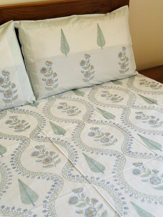 PARIZAAD - Block printed bed sheet set