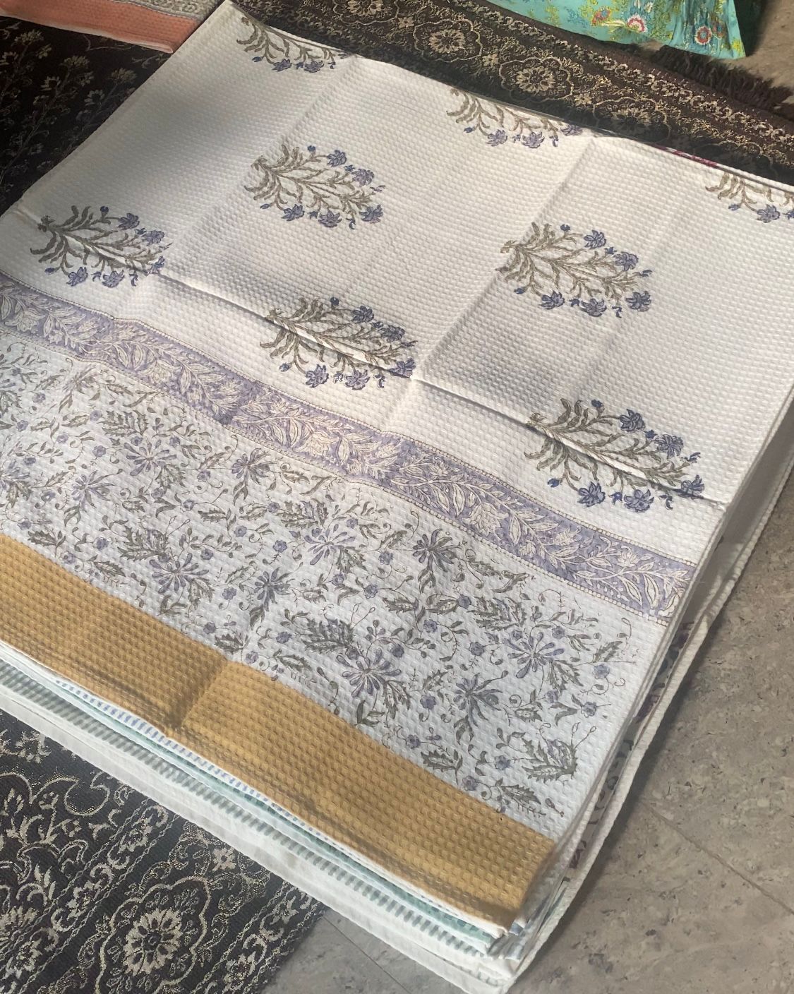 SAANJH - Block printed bath towel