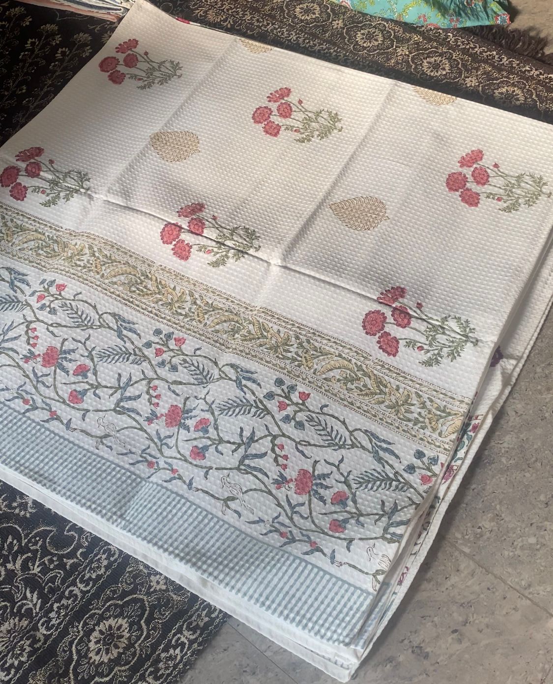 SAANJH - Block printed bath towel