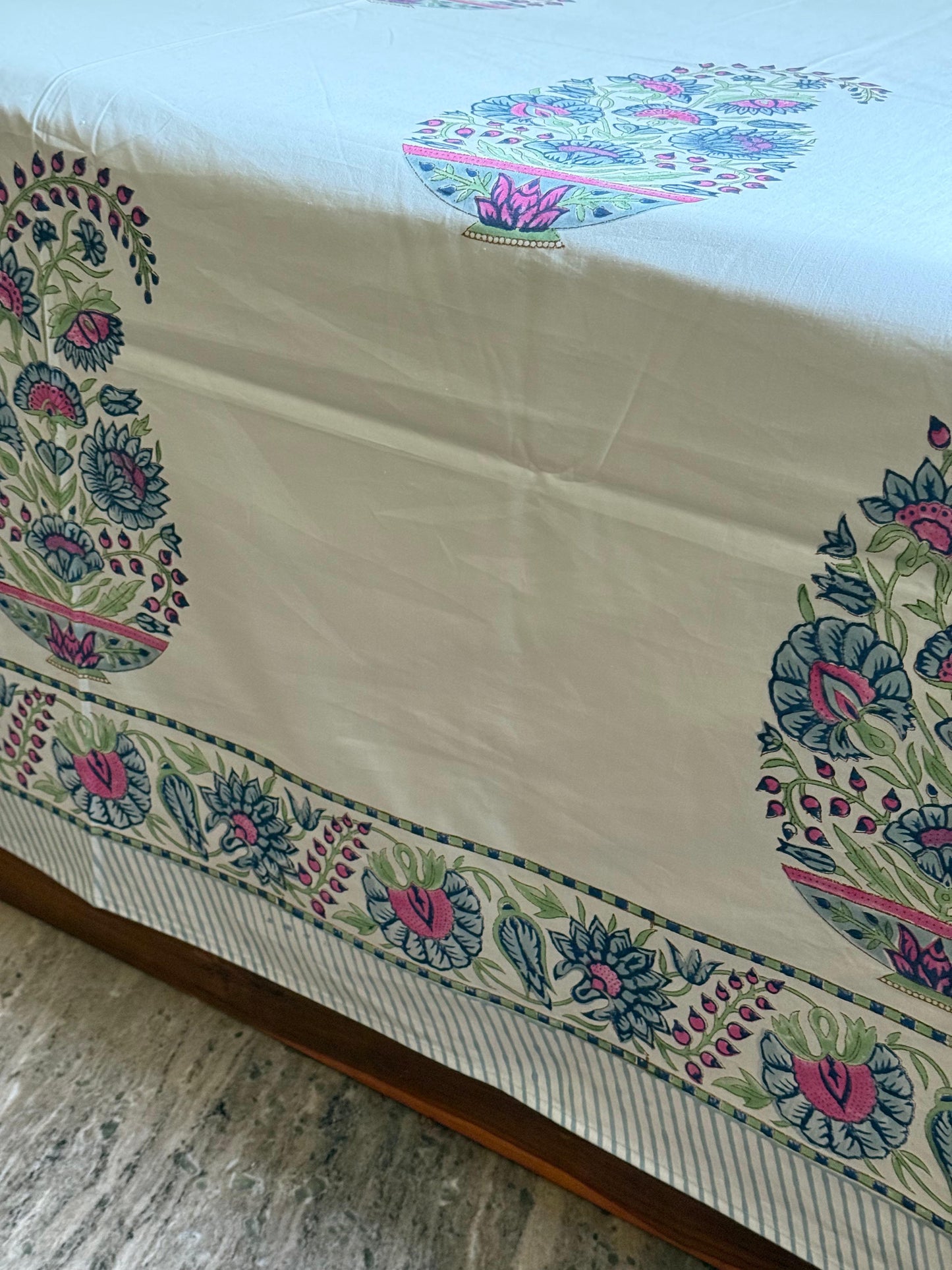 BAHAR-E-GUL - Block printed bed sheet set