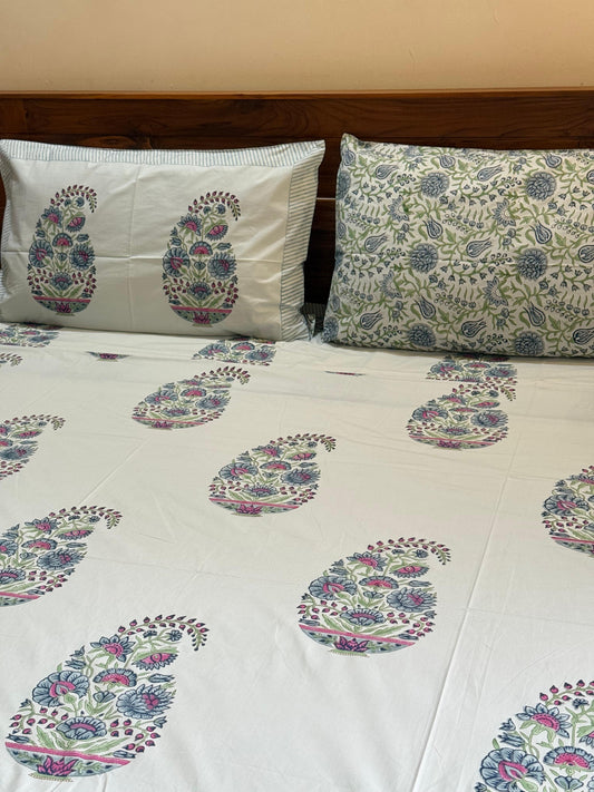 BAHAR-E-GUL - Block printed bed sheet set