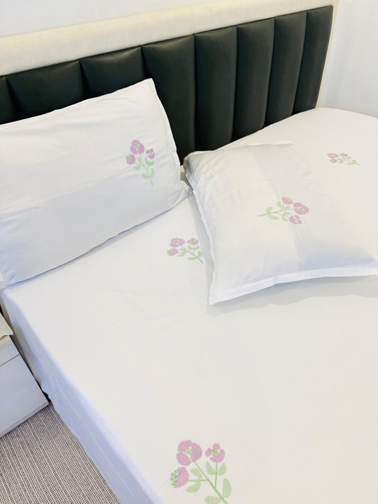 ORCHID ELEGANCE- embroidery bed sheet set