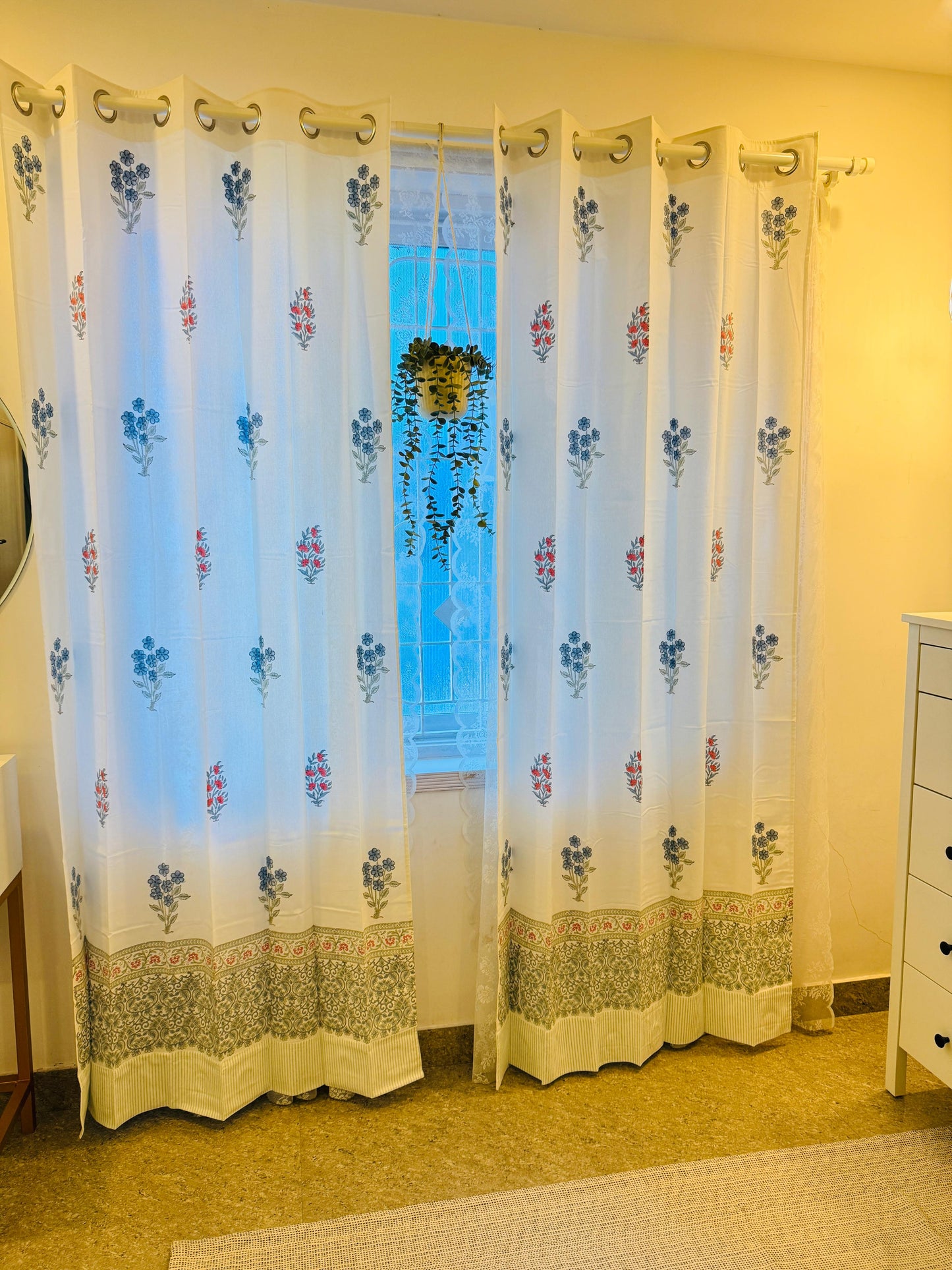 ROZA - Hand block printed curtains (set of 2)