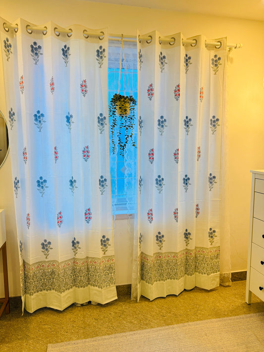 ROZA - Hand block printed curtains (set of 2)