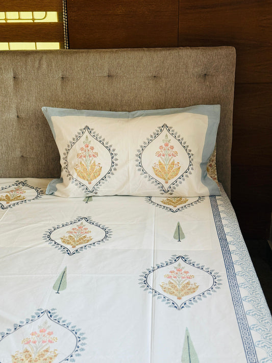 MEHRAAB - Block printed bed sheet set