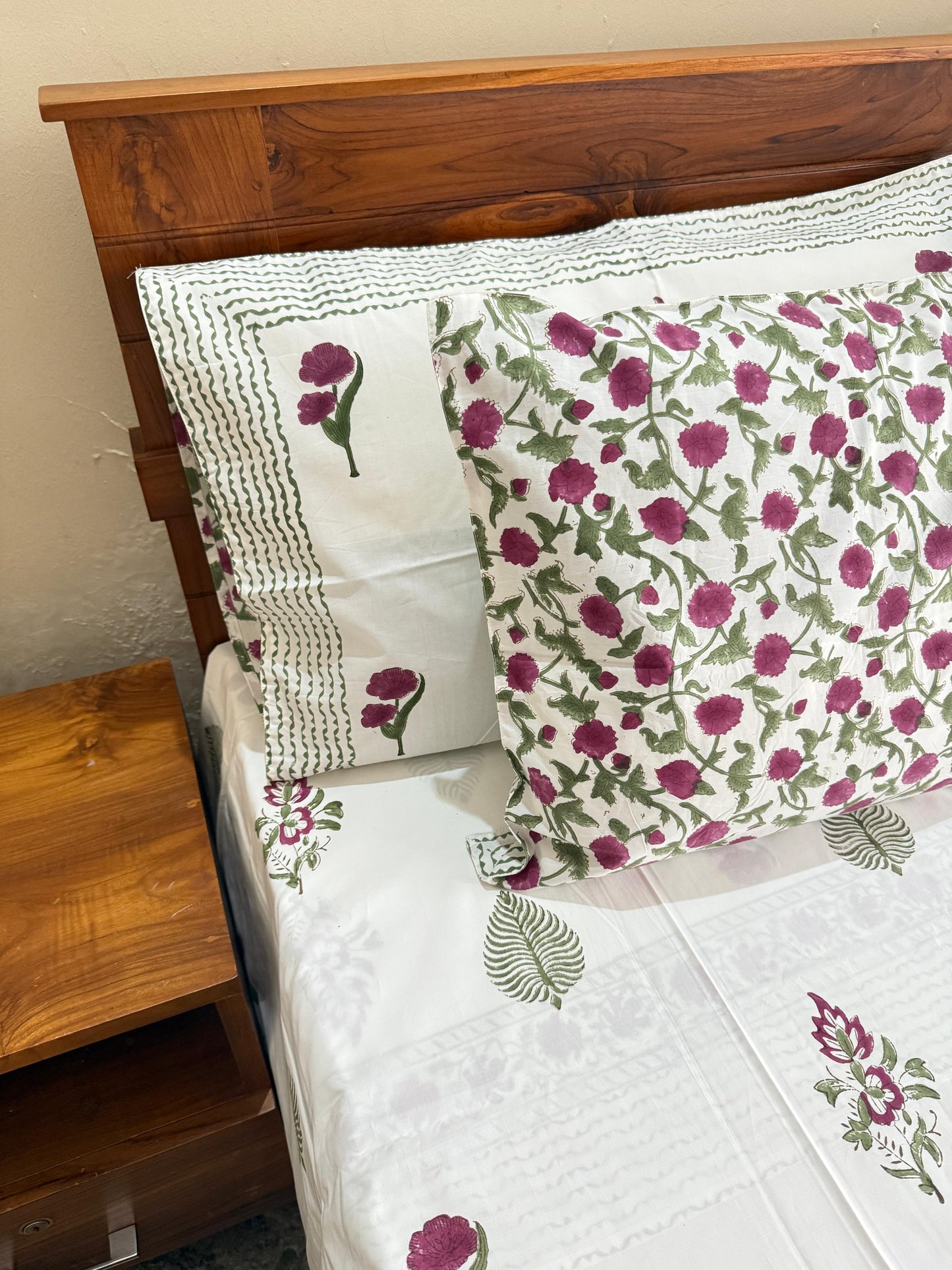 ROSEWOOD - Block printed bed sheet set
