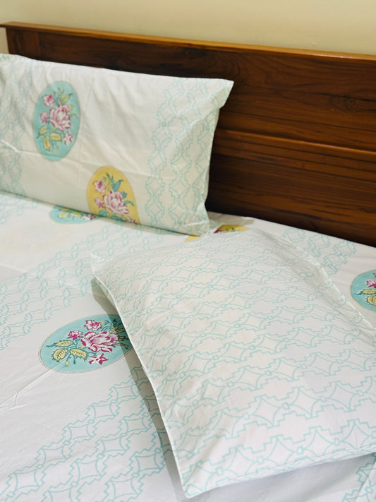VINTAGE BLOOM - Block printed bed sheet set