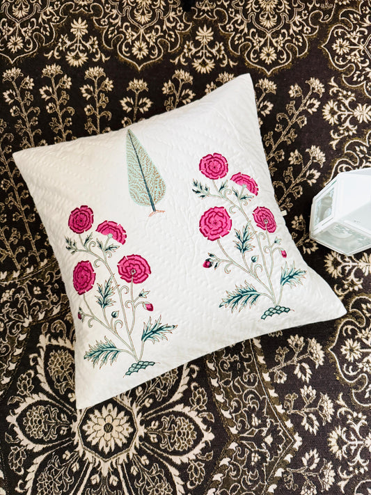 Hand blocked quilted cushion cover
