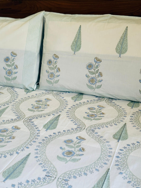 PARIZAAD - Block printed bed sheet set