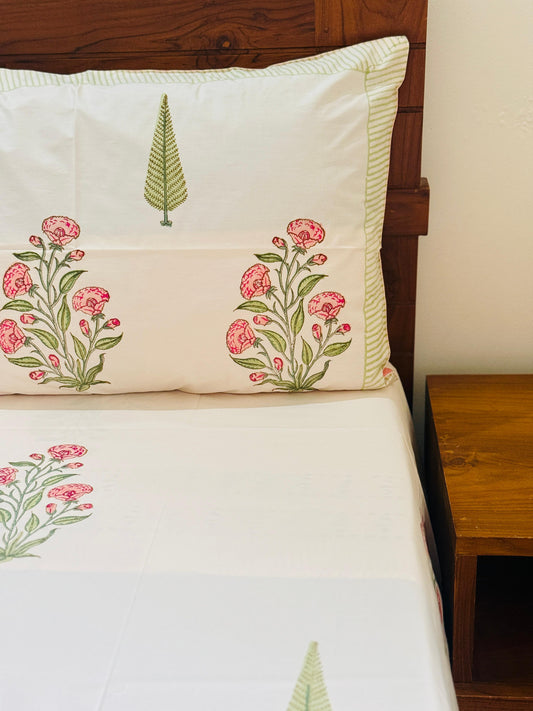 ROSELLE - Block printed bed sheet set