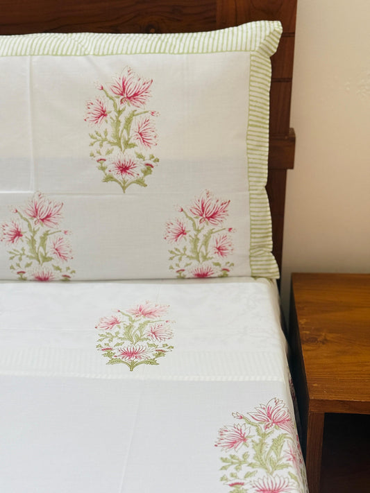 MAGNOLIA - Block printed bed sheet set