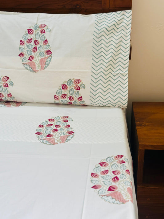 SERA - Block printed bed sheet set