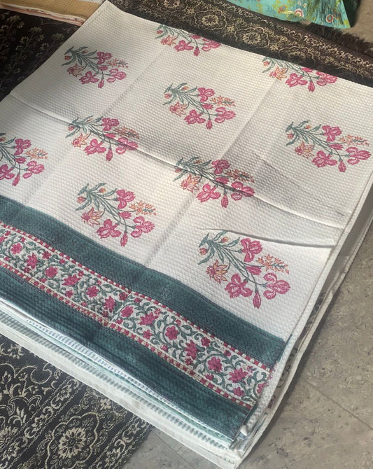 SAANJH - Block printed bath towel