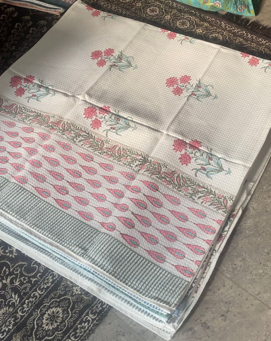 SAANJH - Block printed bath towel