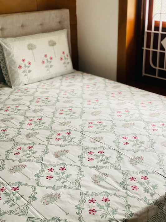 DILKASH - Block printed bed sheet set